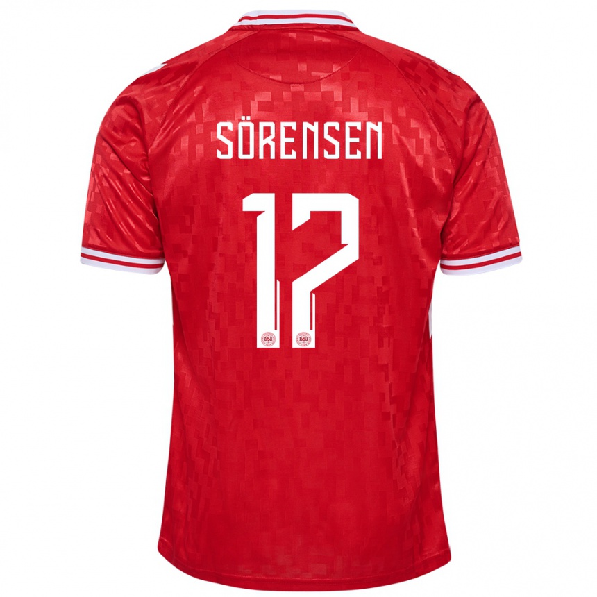 Niño Fútbol Camiseta Dinamarca Oliver Sörensen #17 Rojo 1ª Equipación 24-26 Argentina