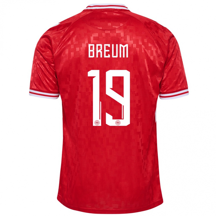 Niño Fútbol Camiseta Dinamarca Jakob Breum #19 Rojo 1ª Equipación 24-26 Argentina