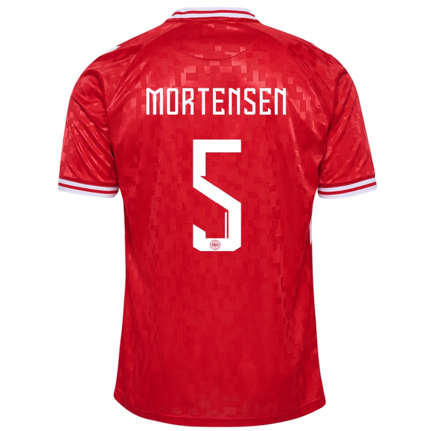 Niño Fútbol Camiseta Dinamarca Gustav Mortensen #5 Rojo 1ª Equipación 24-26 Argentina