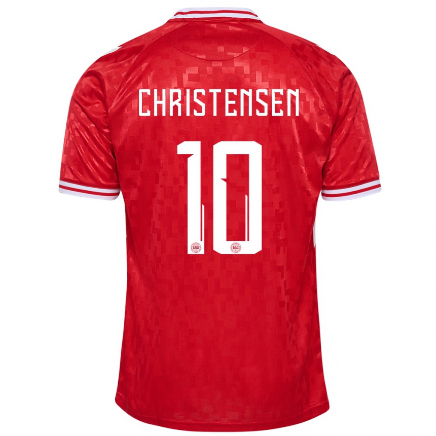 Niño Fútbol Camiseta Dinamarca Gustav Christensen #10 Rojo 1ª Equipación 24-26 Argentina