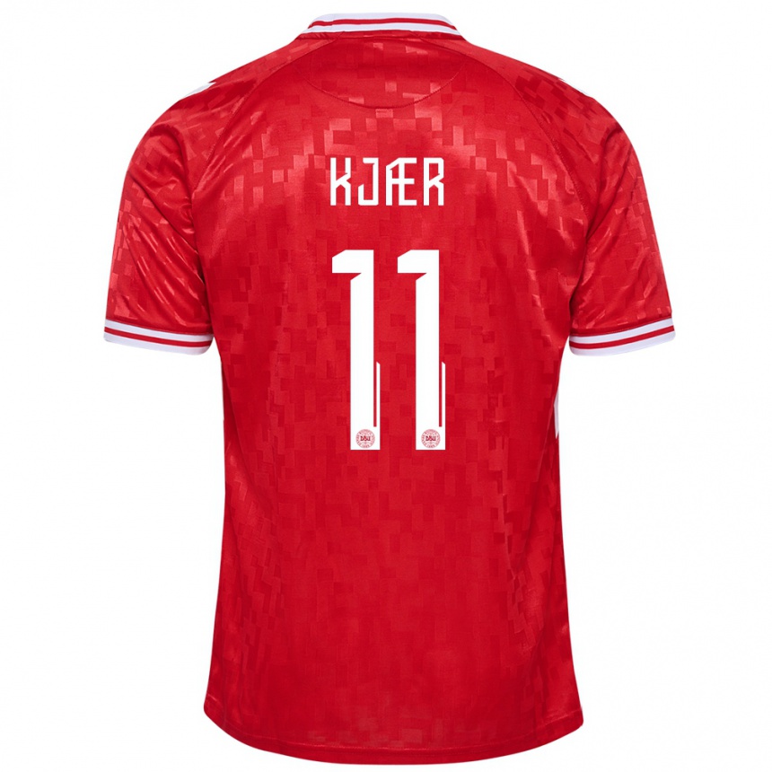 Niño Fútbol Camiseta Dinamarca Jeppe Kjær #11 Rojo 1ª Equipación 24-26 Argentina