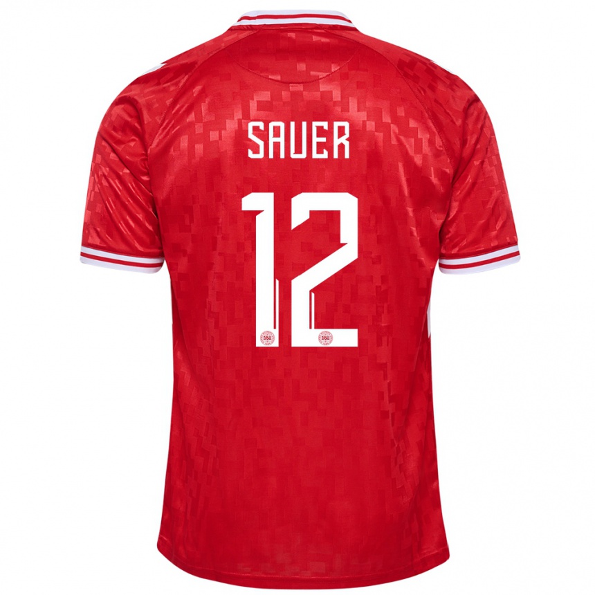 Niño Fútbol Camiseta Dinamarca Mathias Sauer #12 Rojo 1ª Equipación 24-26 Argentina