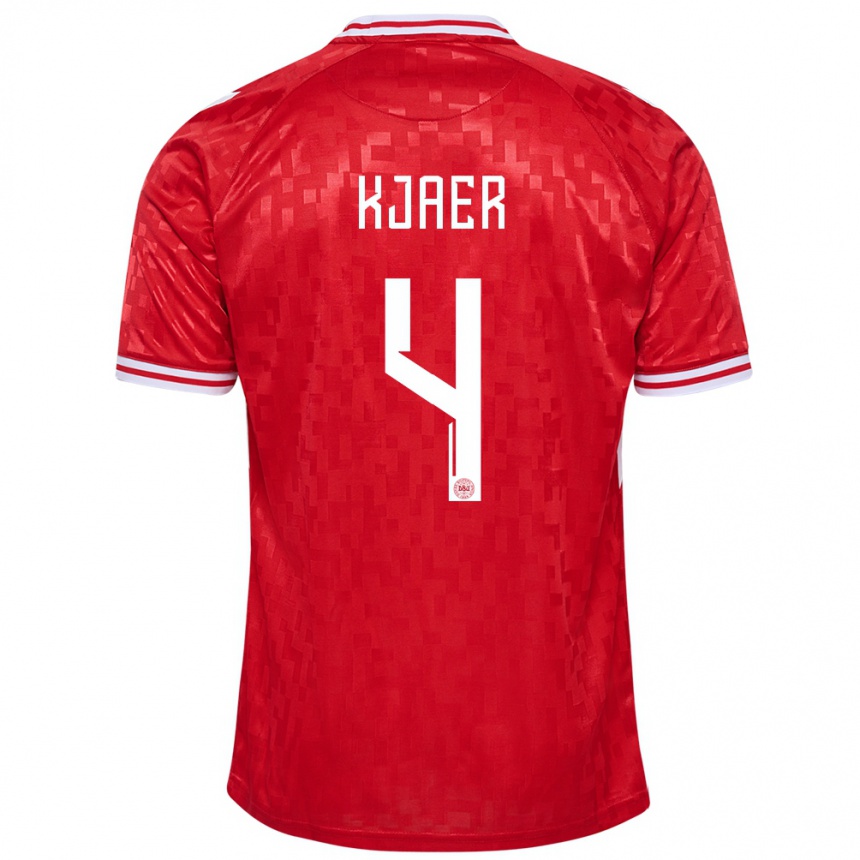 Niño Fútbol Camiseta Dinamarca Simon Kjaer #4 Rojo 1ª Equipación 24-26 Argentina