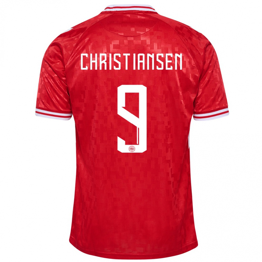 Niño Fútbol Camiseta Dinamarca Nanna Christiansen #9 Rojo 1ª Equipación 24-26 Argentina