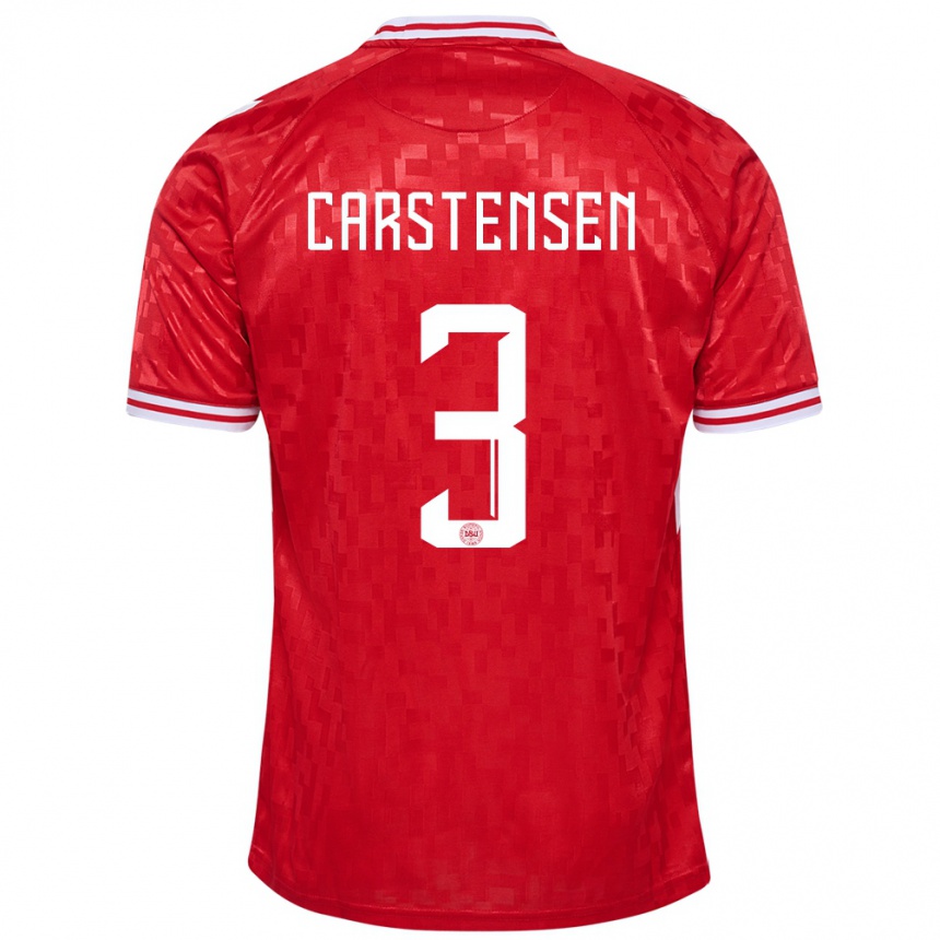 Niño Fútbol Camiseta Dinamarca Rasmus Carstensen #3 Rojo 1ª Equipación 24-26 Argentina