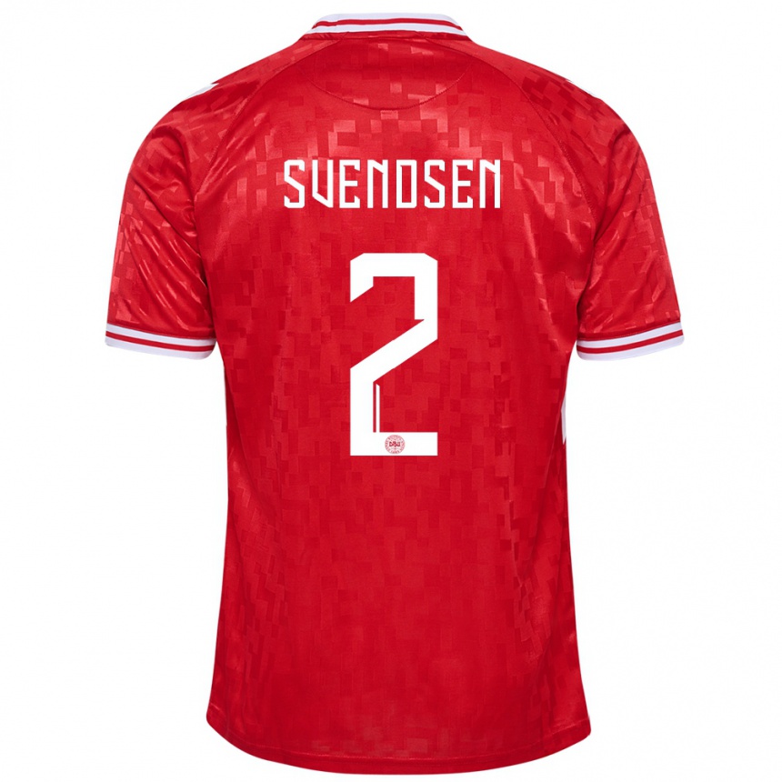 Niño Fútbol Camiseta Dinamarca Oliver Svendsen #2 Rojo 1ª Equipación 24-26 Argentina