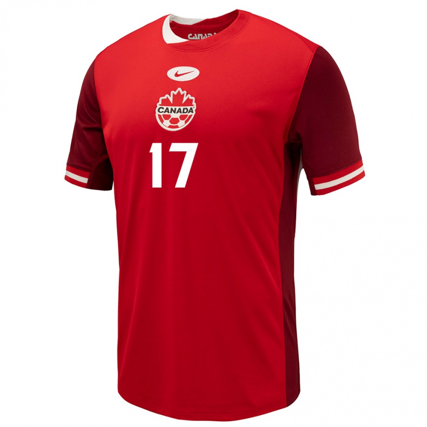 Niño Fútbol Camiseta Canadá Jesse Costa #17 Rojo 1ª Equipación 24-26 Argentina