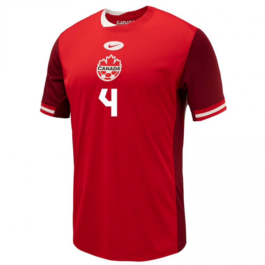 Niño Fútbol Camiseta Canadá Justin Smith #4 Rojo 1ª Equipación 24-26 Argentina