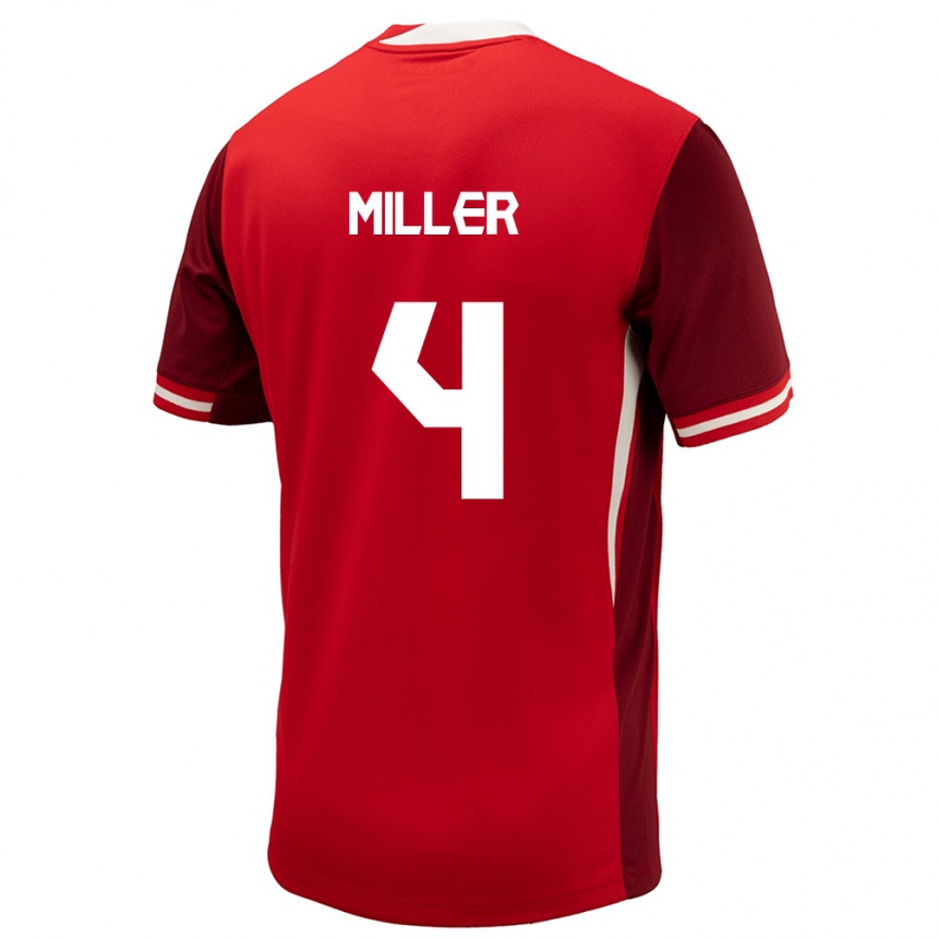 Niño Fútbol Camiseta Canadá Kamal Miller #4 Rojo 1ª Equipación 24-26 Argentina