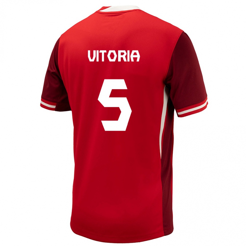 Niño Fútbol Camiseta Canadá Steven Vitoria #5 Rojo 1ª Equipación 24-26 Argentina