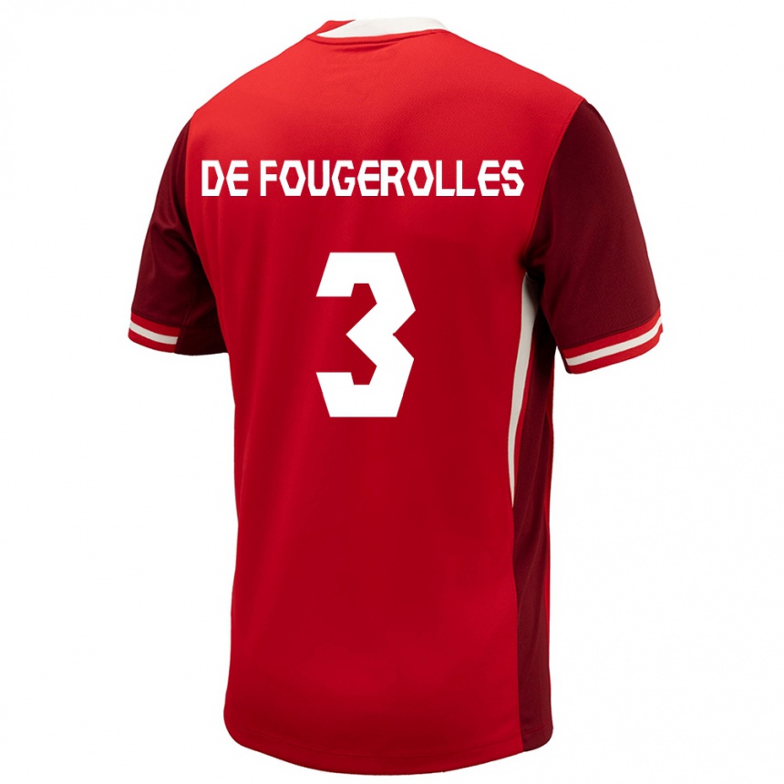 Niño Fútbol Camiseta Canadá Luc De Fougerolles #3 Rojo 1ª Equipación 24-26 Argentina