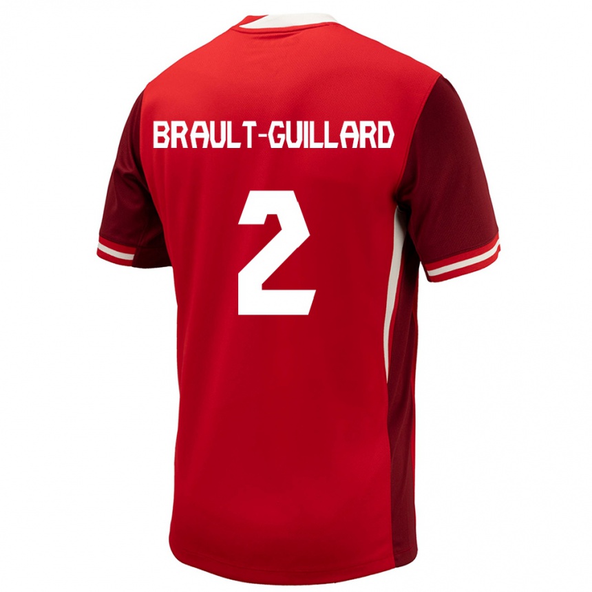 Niño Fútbol Camiseta Canadá Zachary Brault-Guillard #2 Rojo 1ª Equipación 24-26 Argentina