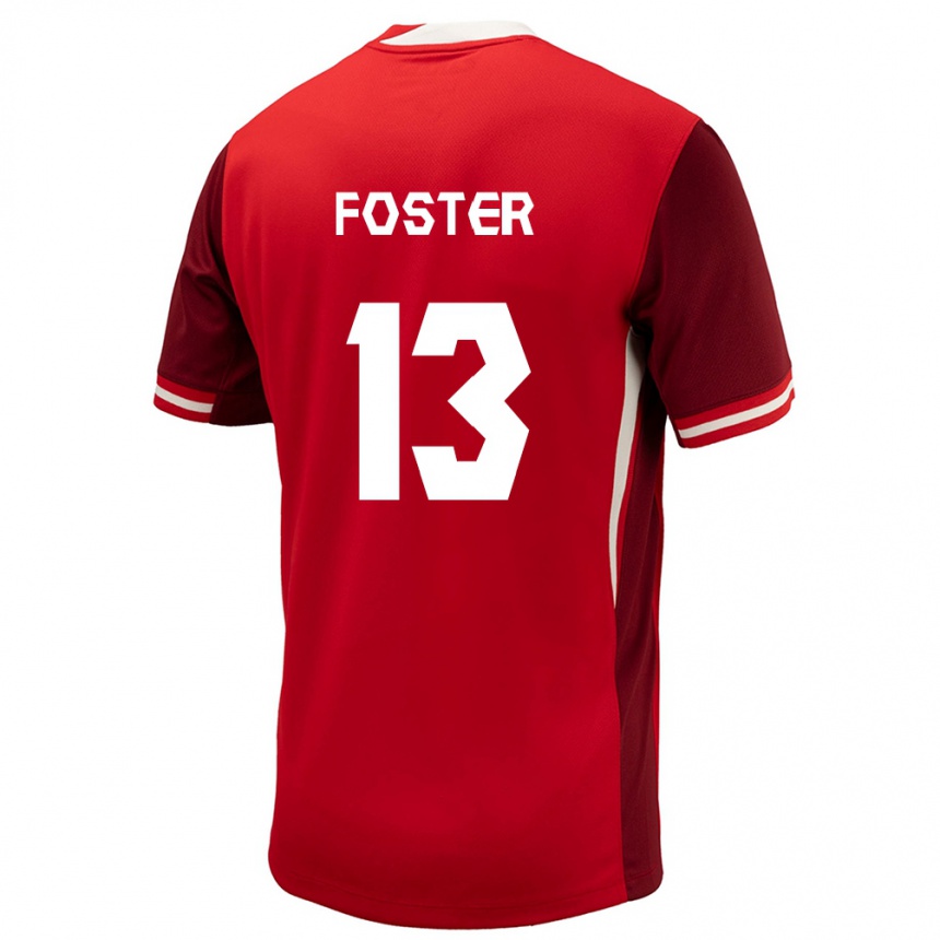 Niño Fútbol Camiseta Canadá Rylee Foster #13 Rojo 1ª Equipación 24-26 Argentina