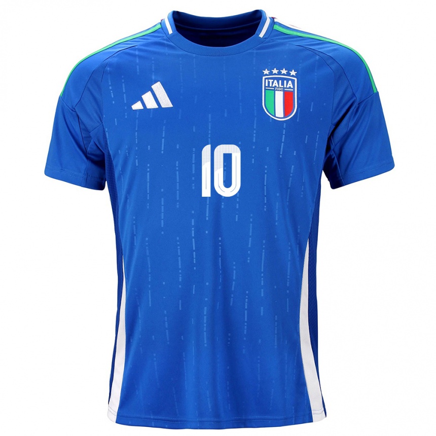 Niño Fútbol Camiseta Italia Simone Pafundi #10 Azul 1ª Equipación 24-26 Argentina