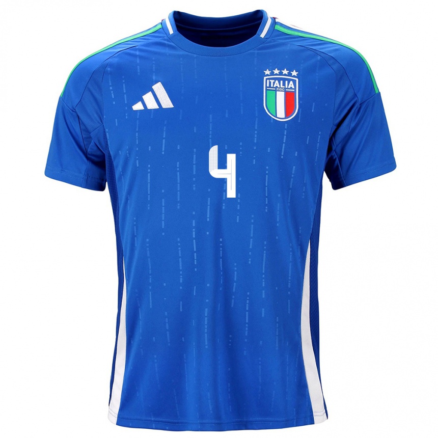 Niño Fútbol Camiseta Italia Alessandro Buongiorno #4 Azul 1ª Equipación 24-26 Argentina