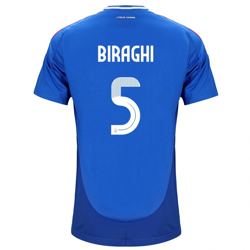 Niño Fútbol Camiseta Italia Cristiano Biraghi #5 Azul 1ª Equipación 24-26 Argentina