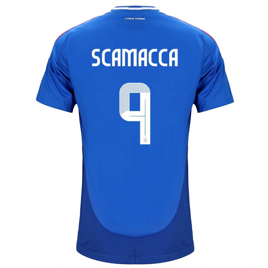 Niño Fútbol Camiseta Italia Gianluca Scamacca #9 Azul 1ª Equipación 24-26 Argentina