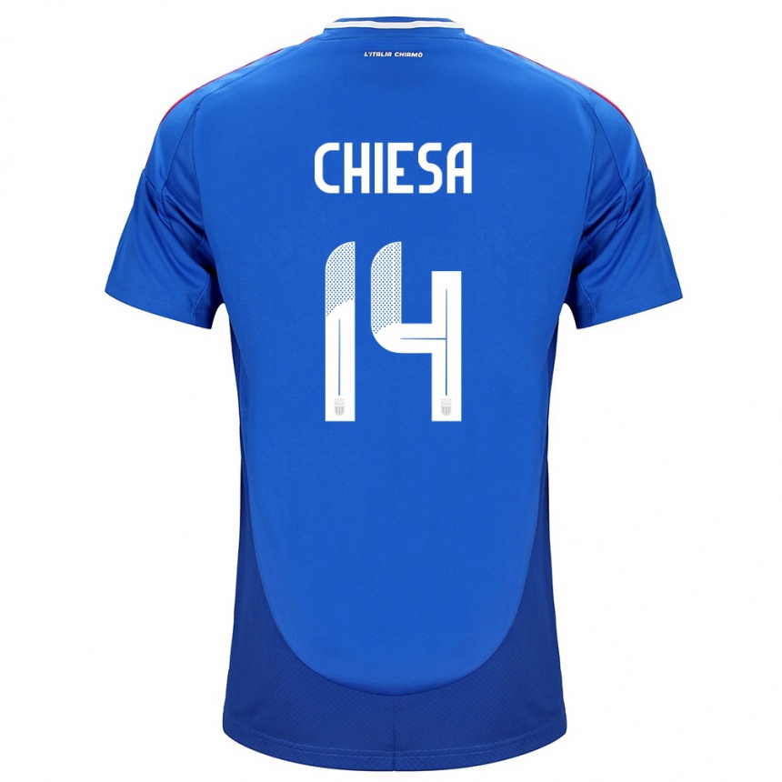 Niño Fútbol Camiseta Italia Federico Chiesa #14 Azul 1ª Equipación 24-26 Argentina