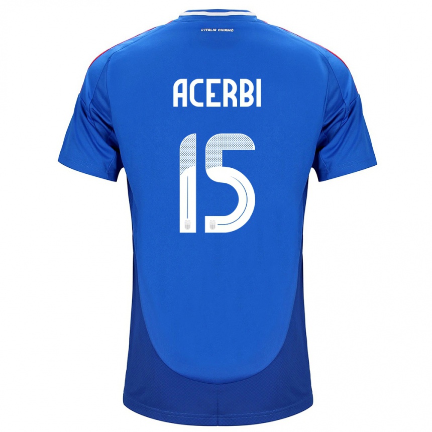 Niño Fútbol Camiseta Italia Francesco Acerbi #15 Azul 1ª Equipación 24-26 Argentina