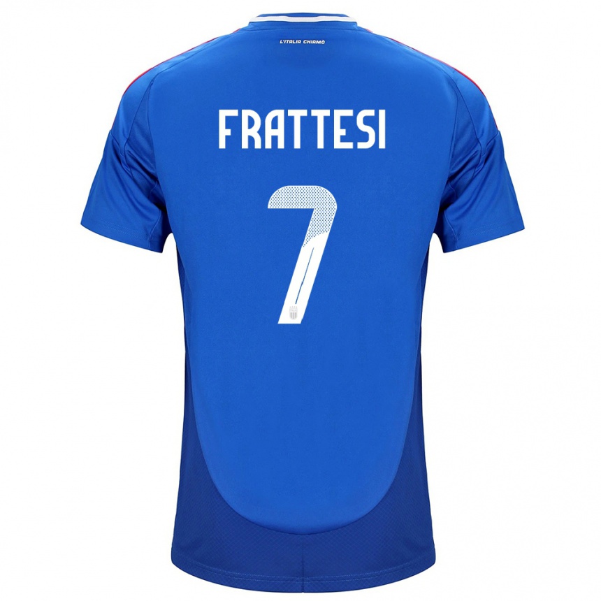 Niño Fútbol Camiseta Italia Davide Frattesi #7 Azul 1ª Equipación 24-26 Argentina