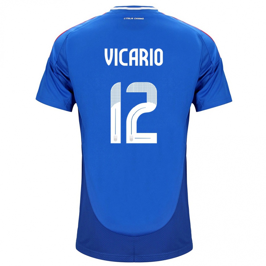 Niño Fútbol Camiseta Italia Guglielmo Vicario #12 Azul 1ª Equipación 24-26 Argentina