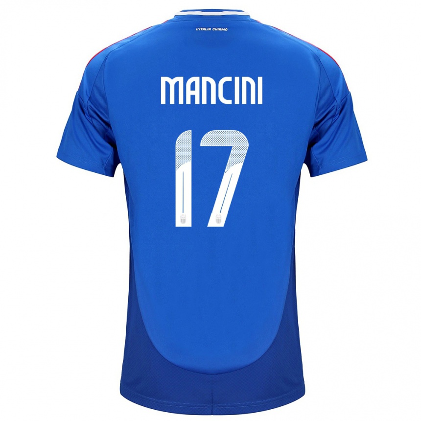 Niño Fútbol Camiseta Italia Gianluca Mancini #17 Azul 1ª Equipación 24-26 Argentina