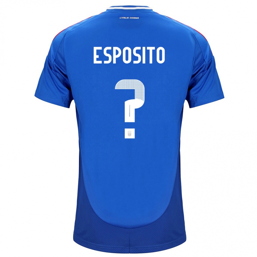 Niño Fútbol Camiseta Italia Francesco Pio Esposito #0 Azul 1ª Equipación 24-26 Argentina