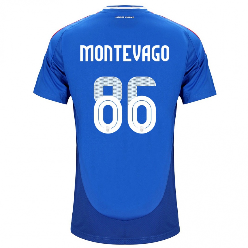 Niño Fútbol Camiseta Italia Daniele Montevago #86 Azul 1ª Equipación 24-26 Argentina