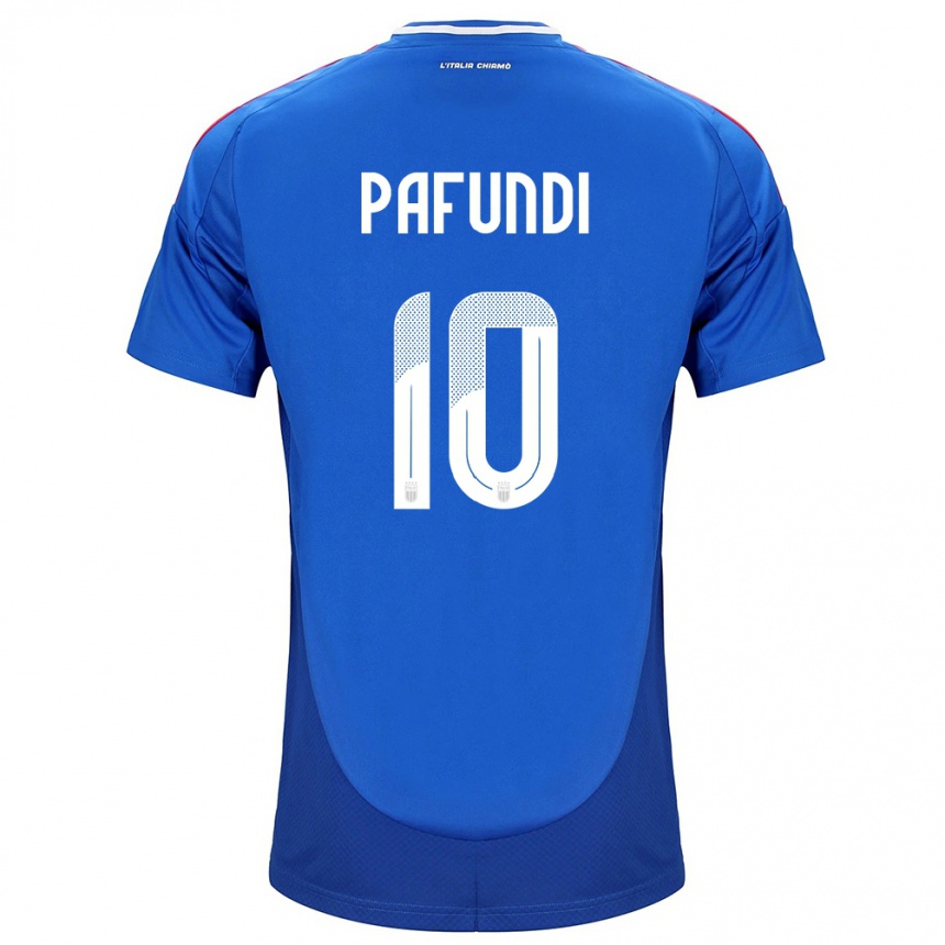 Niño Fútbol Camiseta Italia Simone Pafundi #10 Azul 1ª Equipación 24-26 Argentina