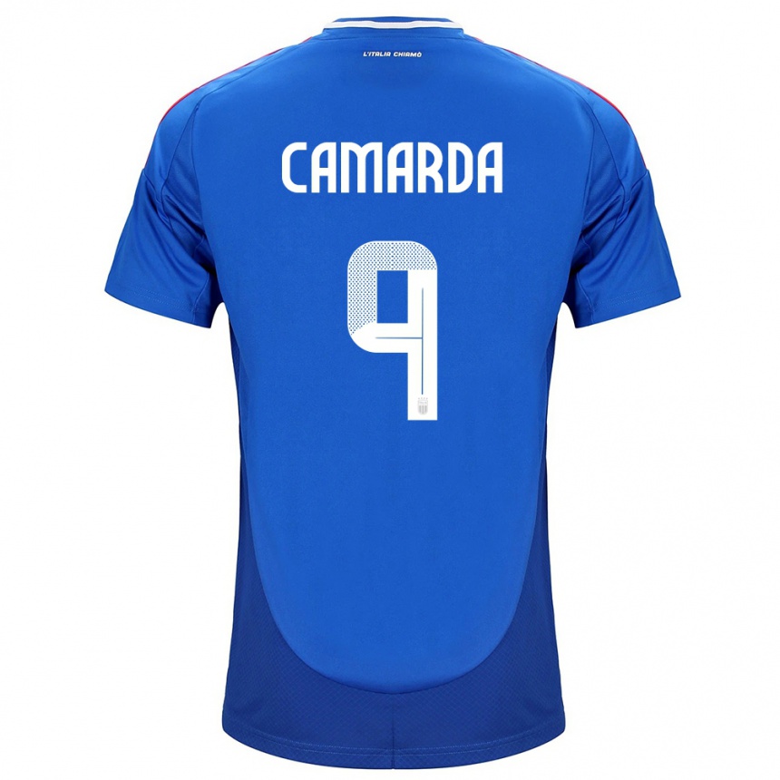 Niño Fútbol Camiseta Italia Francesco Camarda #9 Azul 1ª Equipación 24-26 Argentina