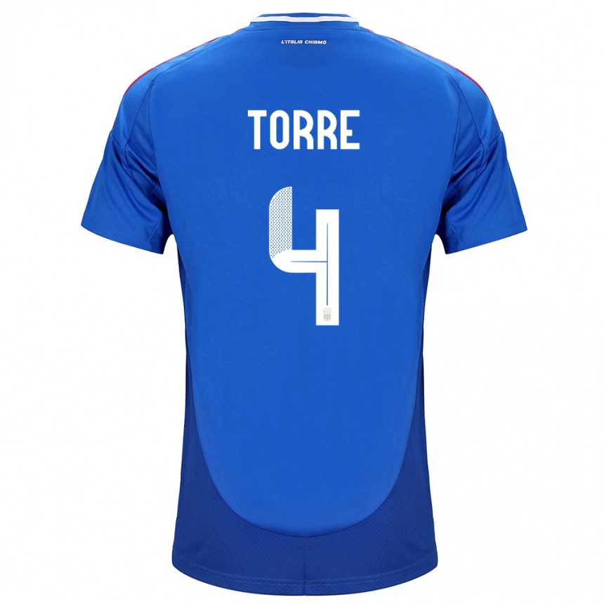 Niño Fútbol Camiseta Italia Pietro La Torre #4 Azul 1ª Equipación 24-26 Argentina