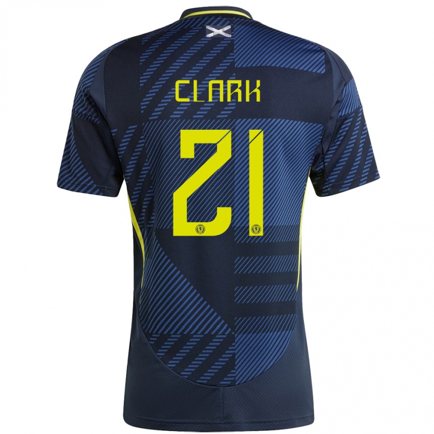 Niño Fútbol Camiseta Escocia Zander Clark #21 Azul Oscuro 1ª Equipación 24-26 Argentina