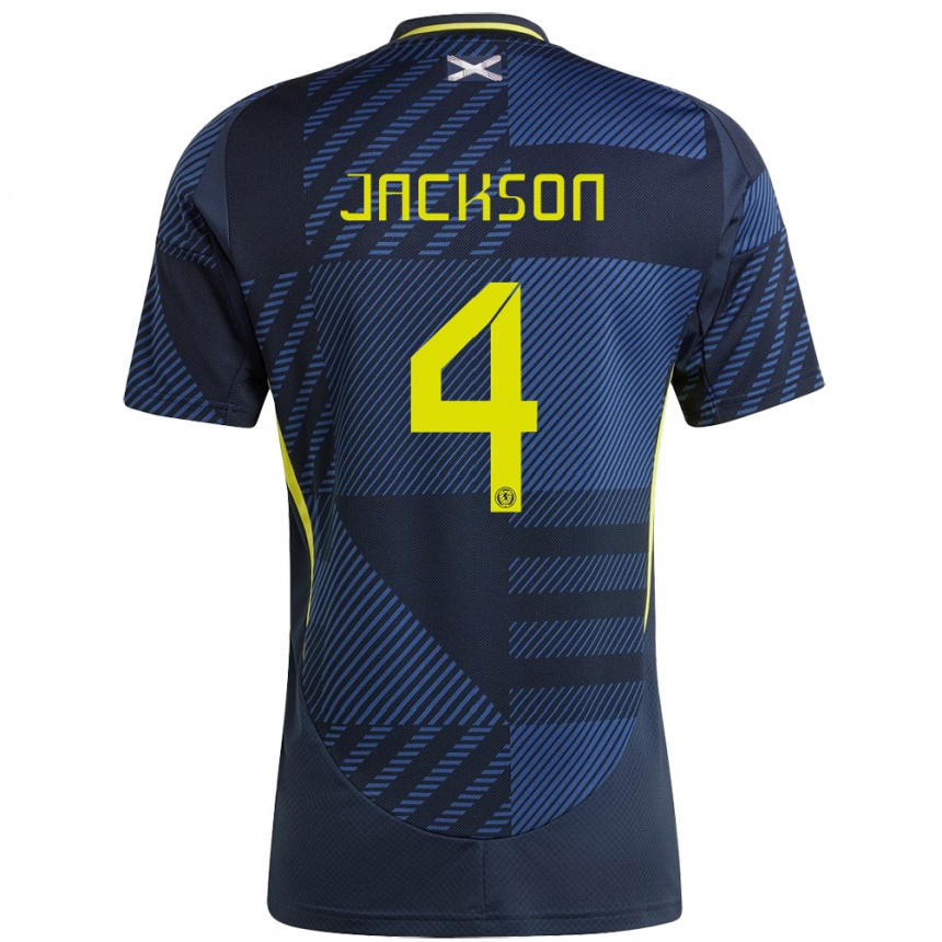 Niño Fútbol Camiseta Escocia Louis Jackson #4 Azul Oscuro 1ª Equipación 24-26 Argentina