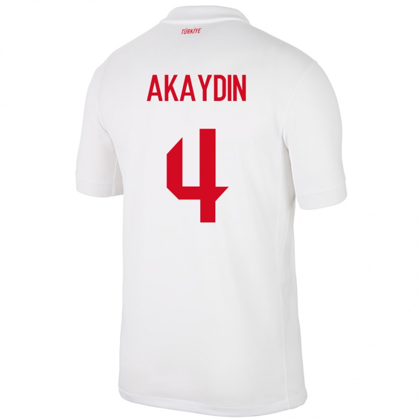 Niño Fútbol Camiseta Turquía Samet Akaydin #4 Blanco 1ª Equipación 24-26 Argentina