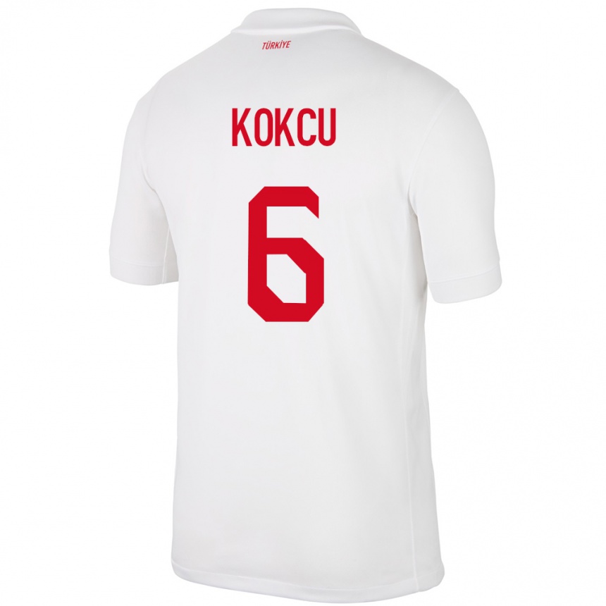 Niño Fútbol Camiseta Turquía Orkun Kökçü #6 Blanco 1ª Equipación 24-26 Argentina