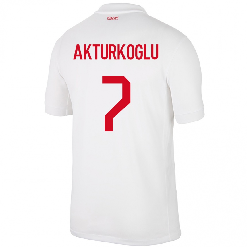 Niño Fútbol Camiseta Turquía Kerem Aktürkoğlu #7 Blanco 1ª Equipación 24-26 Argentina