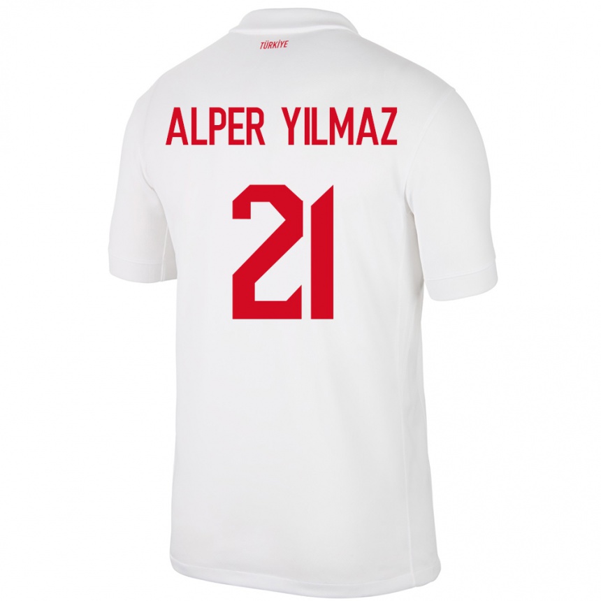 Niño Fútbol Camiseta Turquía Barış Alper Yılmaz #21 Blanco 1ª Equipación 24-26 Argentina