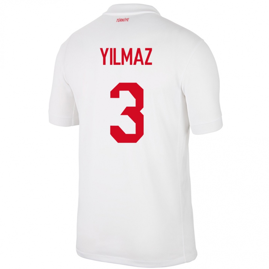 Niño Fútbol Camiseta Turquía Berkay Yılmaz #3 Blanco 1ª Equipación 24-26 Argentina