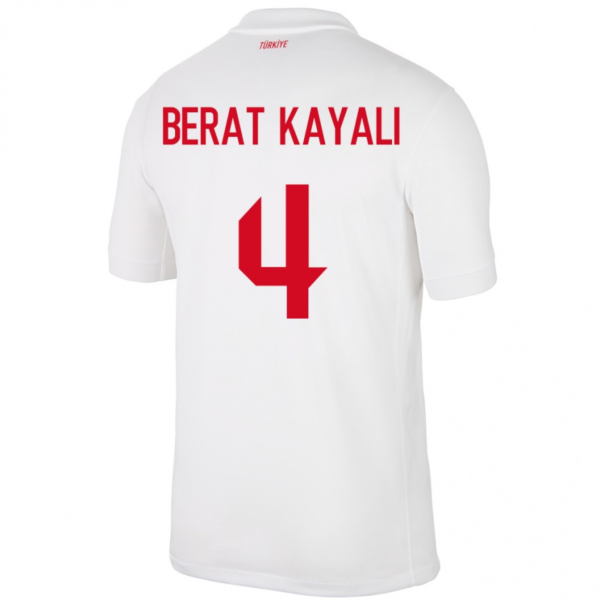 Niño Fútbol Camiseta Turquía Hasan Berat Kayalı #4 Blanco 1ª Equipación 24-26 Argentina