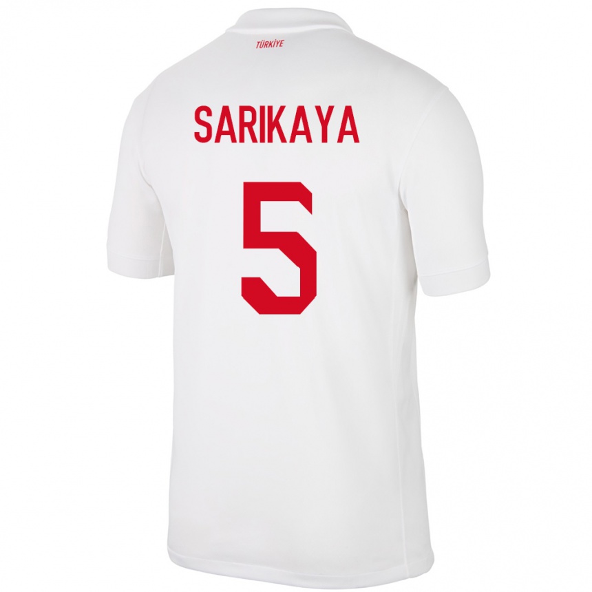 Niño Fútbol Camiseta Turquía Efe Sarıkaya #5 Blanco 1ª Equipación 24-26 Argentina