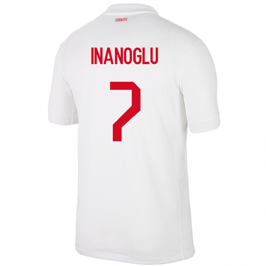 Niño Fútbol Camiseta Turquía Kaan İnanoğlu #7 Blanco 1ª Equipación 24-26 Argentina