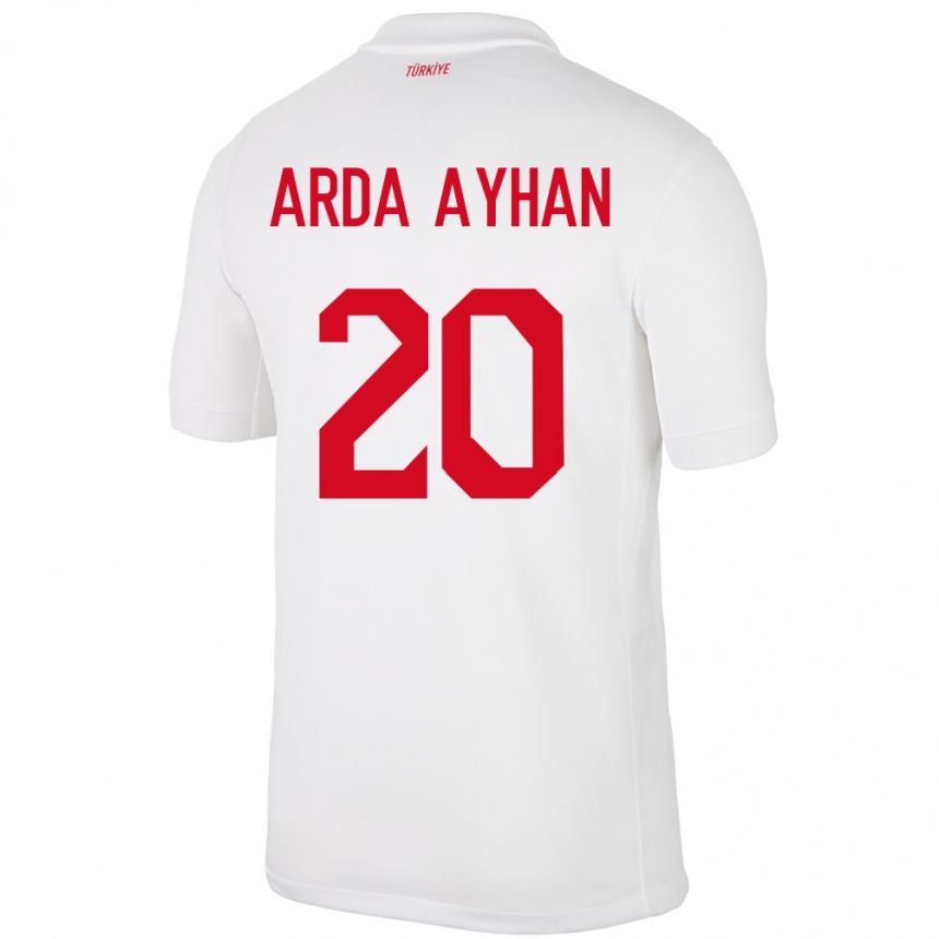 Niño Fútbol Camiseta Turquía Murat Arda Ayhan #20 Blanco 1ª Equipación 24-26 Argentina