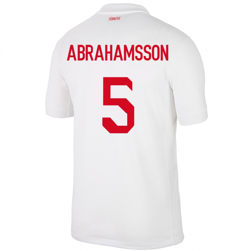 Niño Fútbol Camiseta Turquía Sejde Aylin Abrahamsson #5 Blanco 1ª Equipación 24-26 Argentina