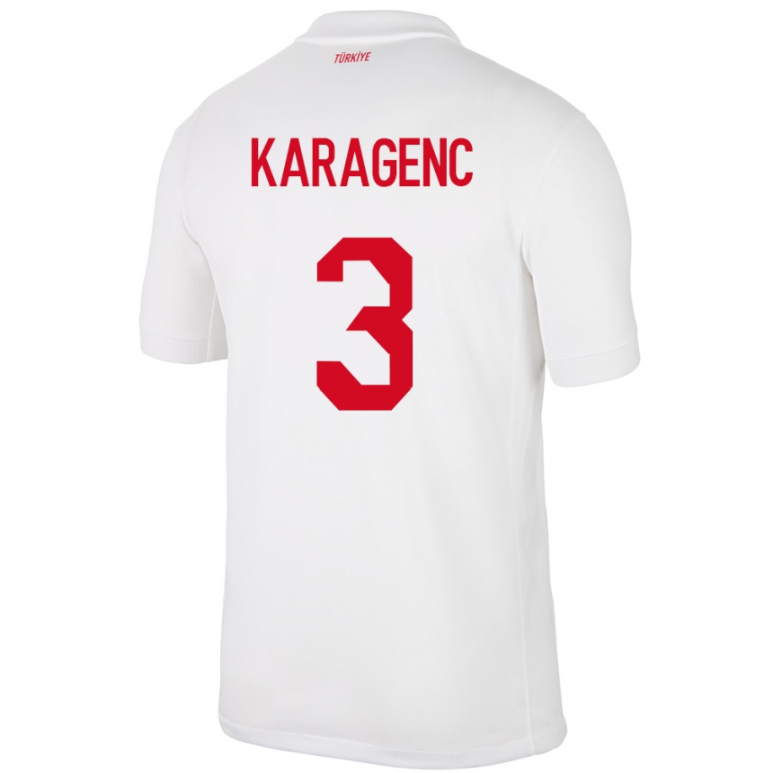 Niño Fútbol Camiseta Turquía Didem Karagenç #3 Blanco 1ª Equipación 24-26 Argentina