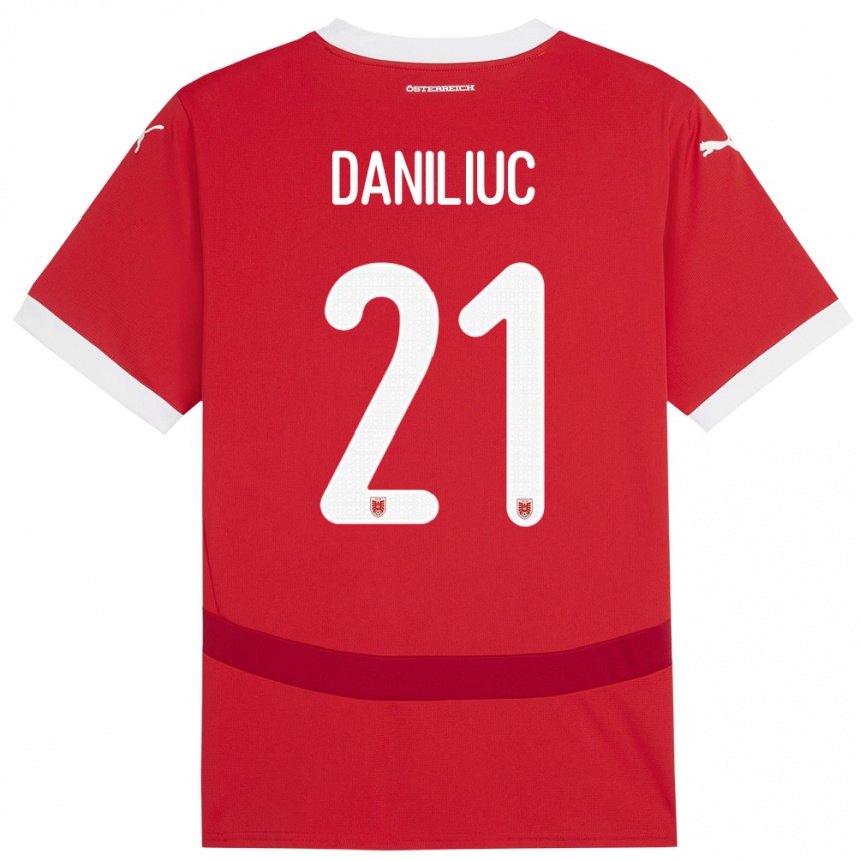 Niño Fútbol Camiseta Austria Flavius Daniliuc #21 Rojo 1ª Equipación 24-26 Argentina