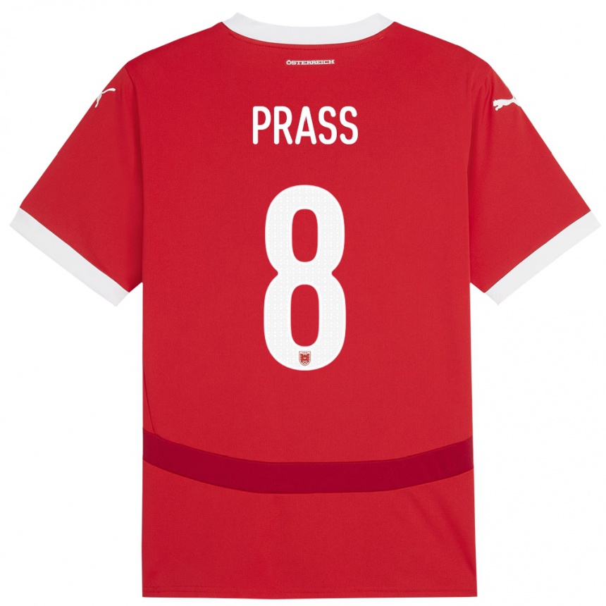 Niño Fútbol Camiseta Austria Alexander Prass #8 Rojo 1ª Equipación 24-26 Argentina