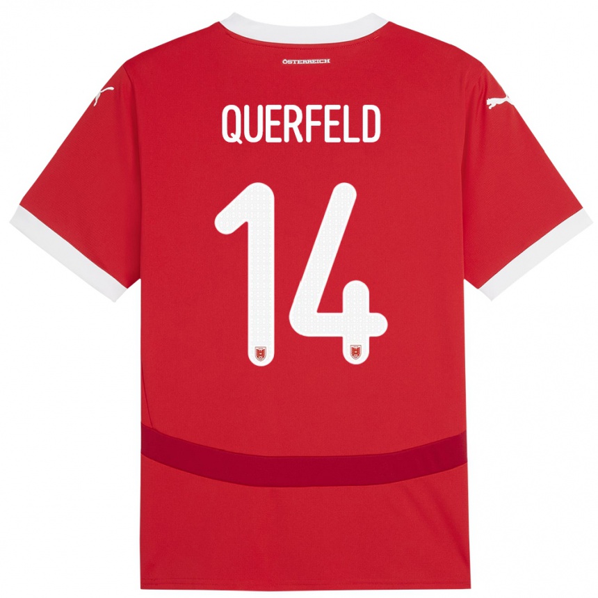 Niño Fútbol Camiseta Austria Leopold Querfeld #14 Rojo 1ª Equipación 24-26 Argentina