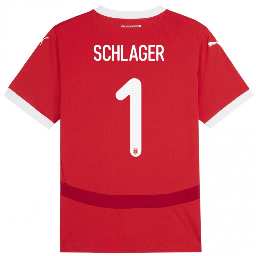 Niño Fútbol Camiseta Austria Alexander Schlager #1 Rojo 1ª Equipación 24-26 Argentina