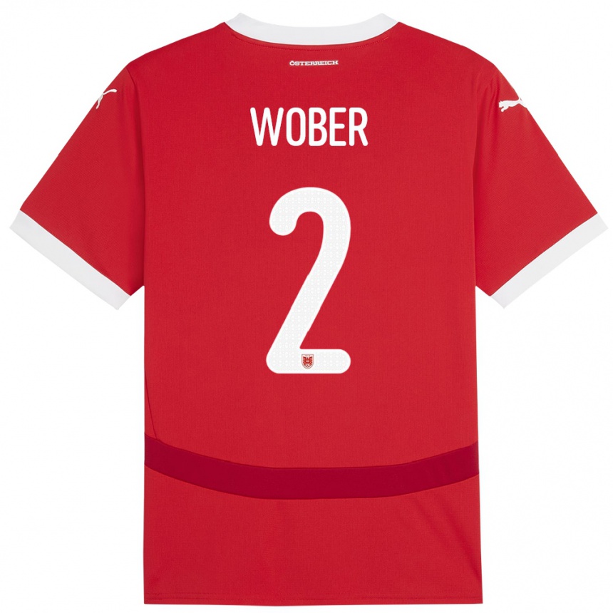 Niño Fútbol Camiseta Austria Maximilian Wöber #2 Rojo 1ª Equipación 24-26 Argentina