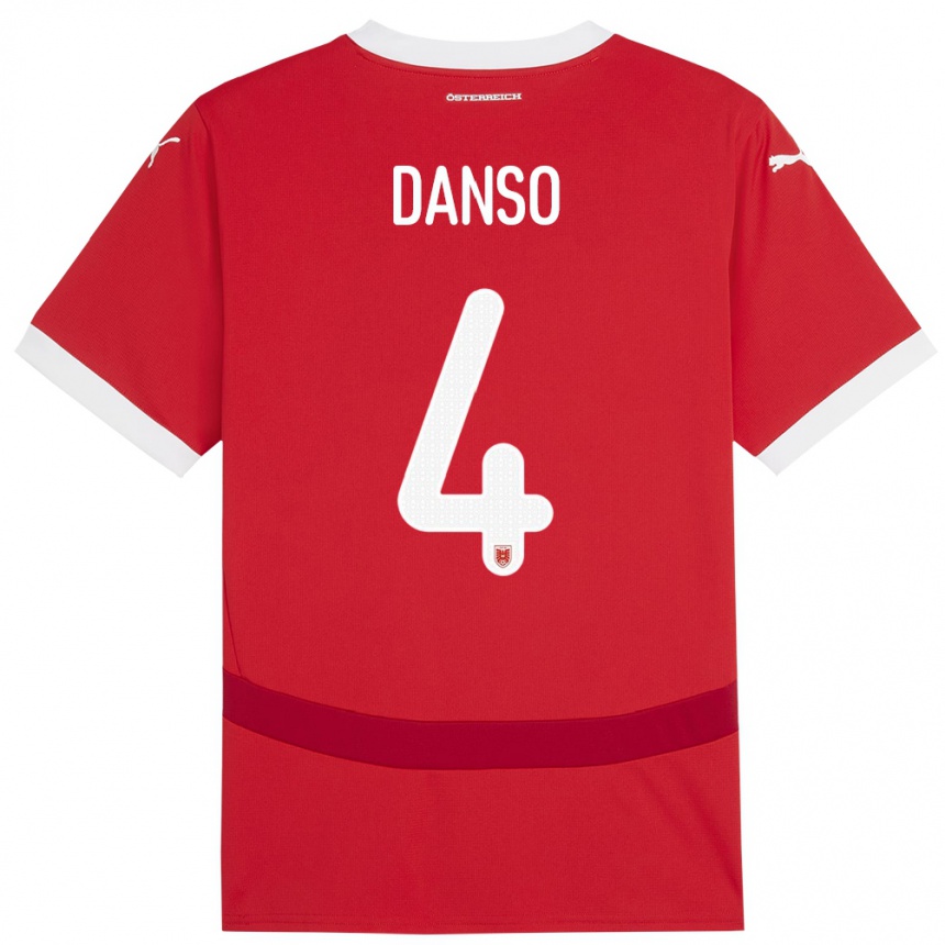 Niño Fútbol Camiseta Austria Kevin Danso #4 Rojo 1ª Equipación 24-26 Argentina